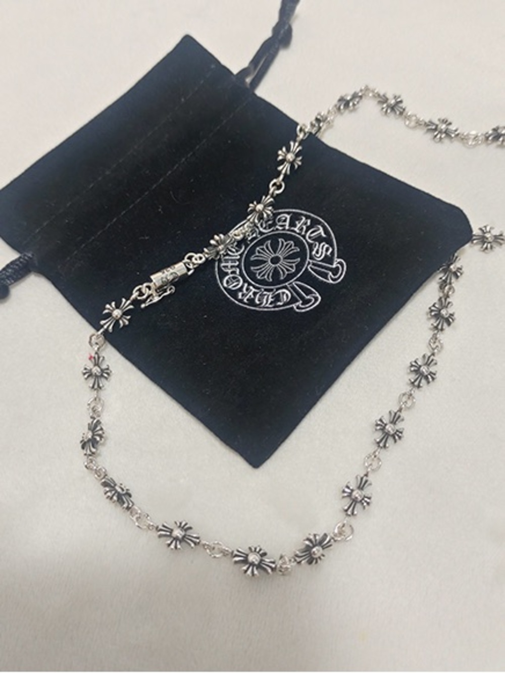 Chrome Hearts Silver Fleur-Link Cross Pendant Necklace - Picture 2 of 6